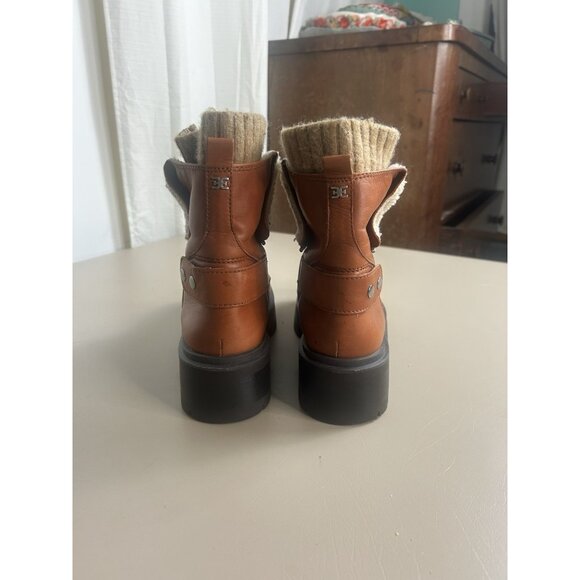 Sam Edelman Linds Brown Leather Chunky Heel Rounded Toe Zipper Ankle Boots SZ 9 - Picture 3 of 15